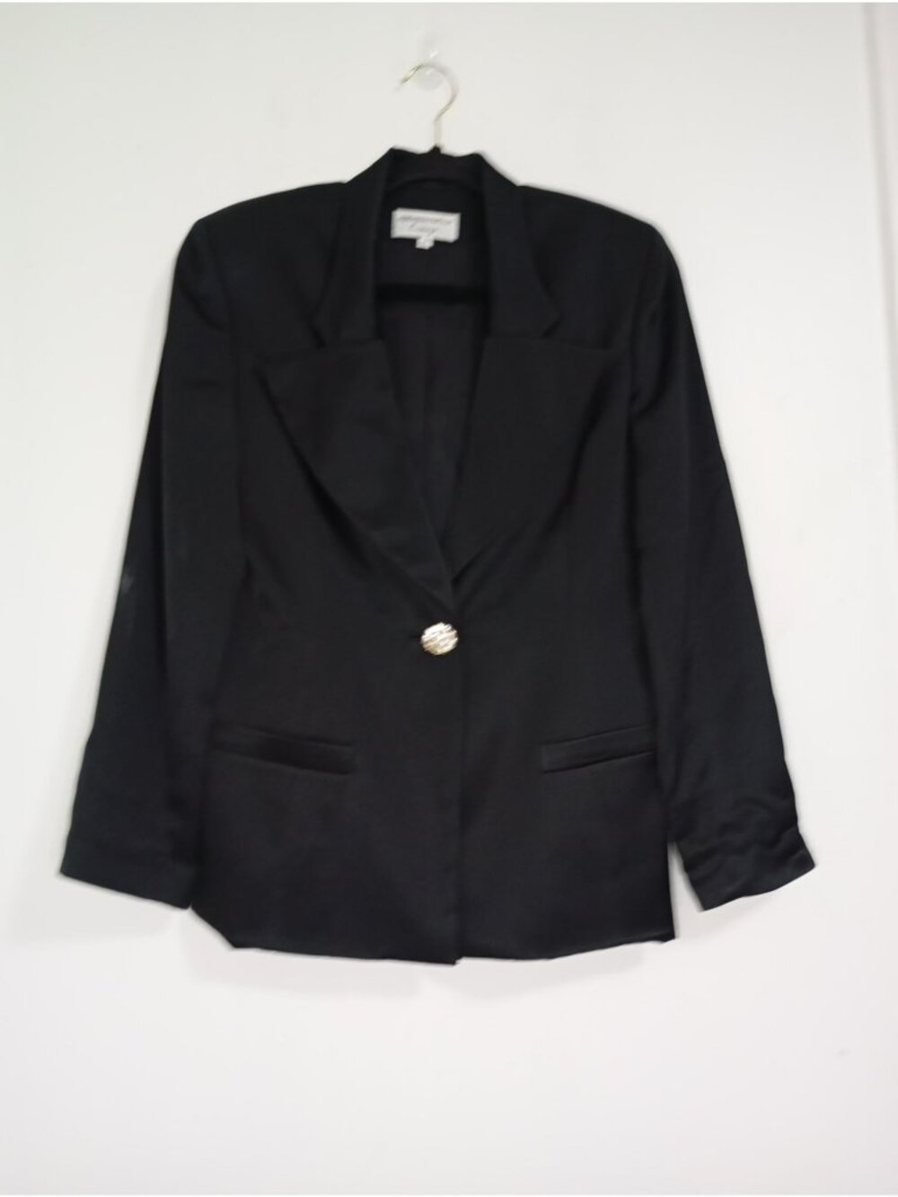 Adrianna Papell Blazer Rhinestone Button Size 12 Office Business Women Black